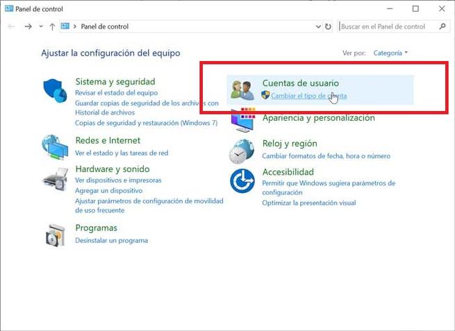 Cuenta de usuarios en Windows 10