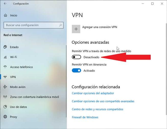 Desactivar permitir VPN