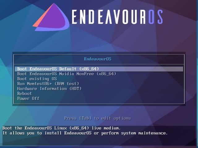 EndeavourOS  - boot