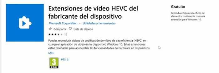 Extensión para vídeo HEVC