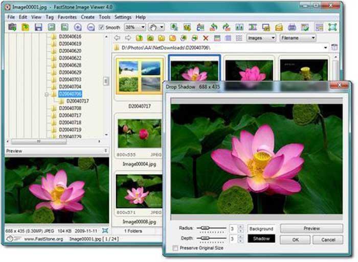 FastStone Image Viewer 프로그램은 조직 이미지와 함께 제공됩니다.