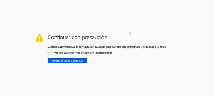 Faster pageload aceptar riesgo