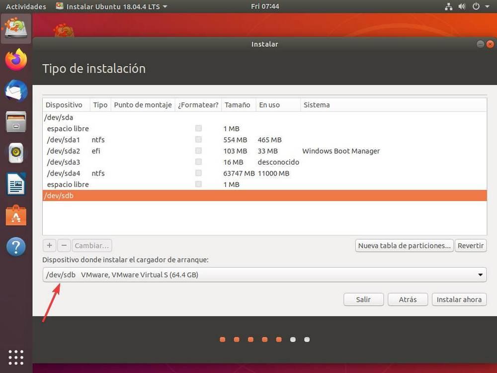 Instalar gestor de arranque Ubuntu