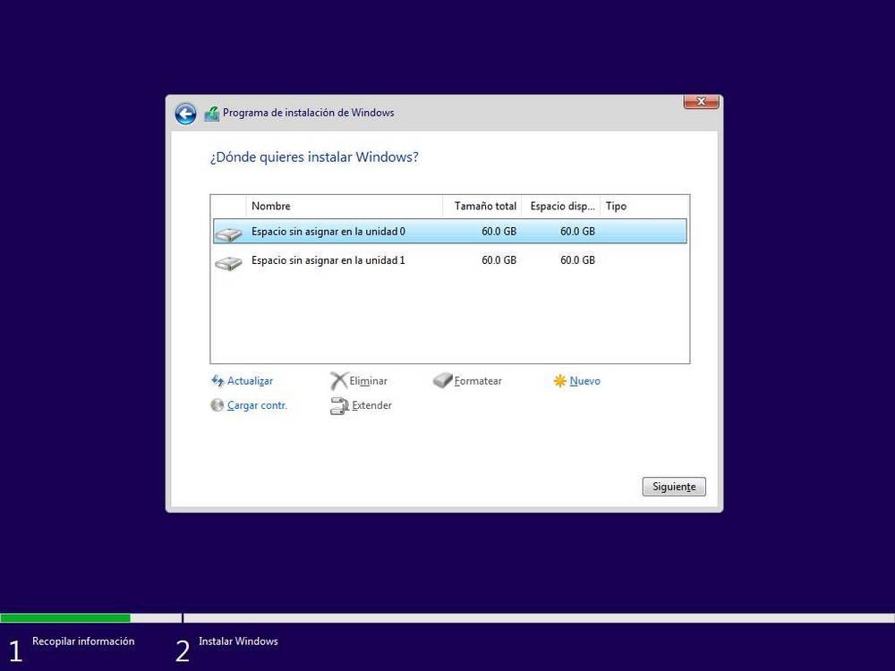 Particiones instalar Windows 10