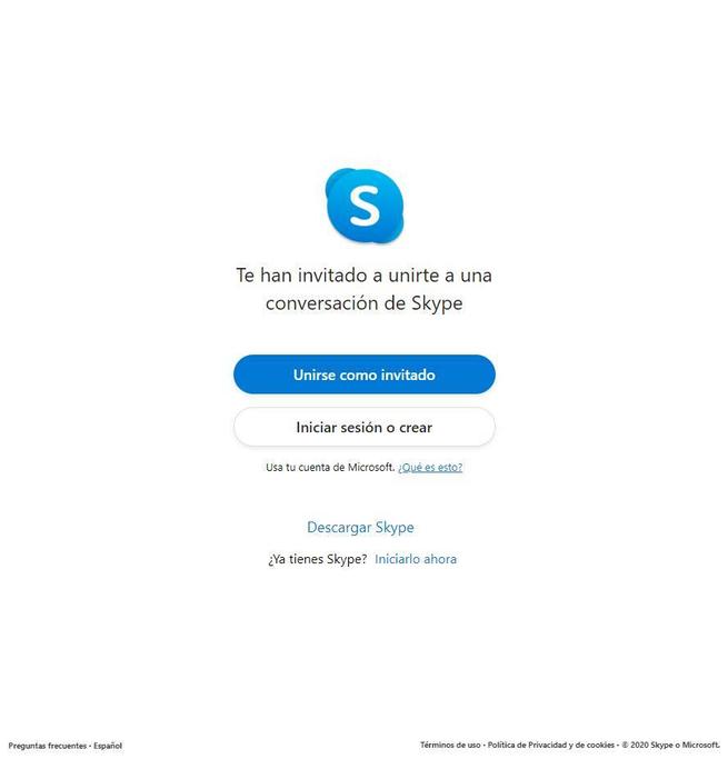 Unirse a sala de chat de Skype por enlace