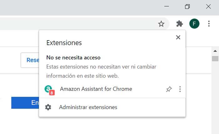 Chrome Flags botón de extensiones