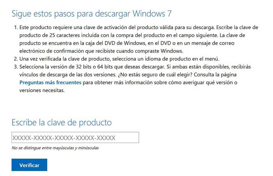 clave descargar windows 7
