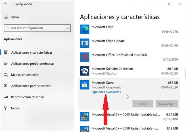 Configuración y Microsoft Store