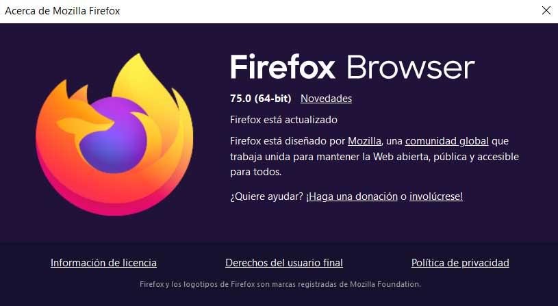 Firefox 75 barra