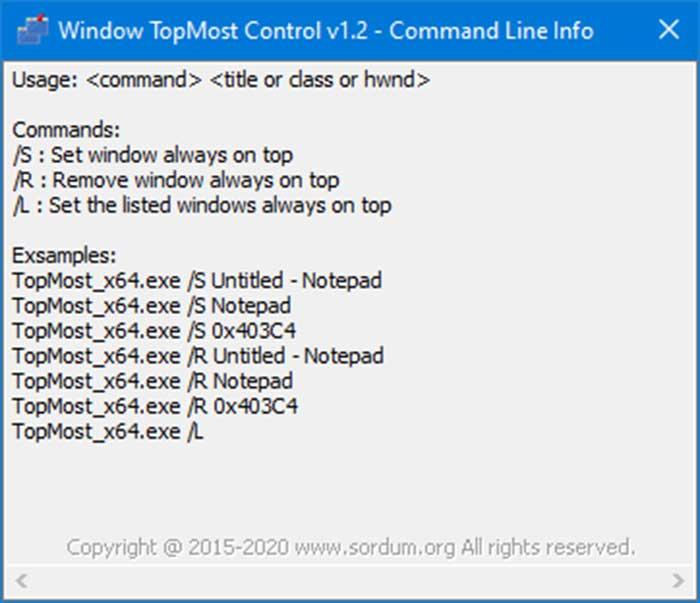 Linea de comandos en Window TopMost Control