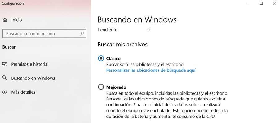 Búsquedas Windows 10