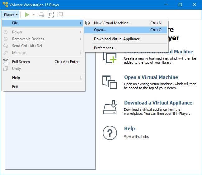 Abrir VM VMware Workstation Player