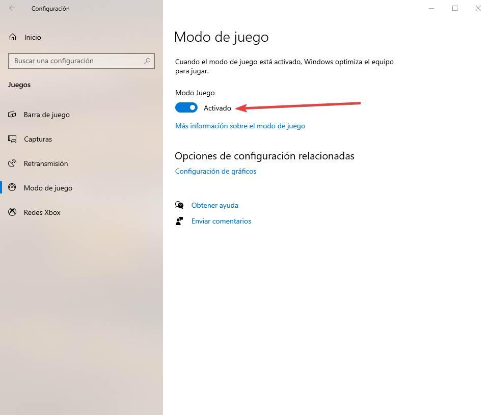 Activar o desactivar Modo de Juego en Windows 10