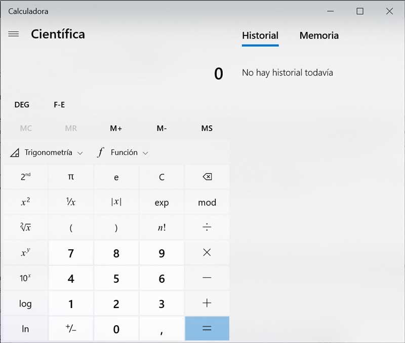 Calculadora científica de Windows 10