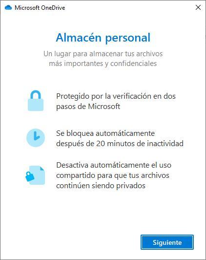 OneDrive Almacén personal explorador windows
