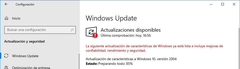 Windows 10 May 2020 Update en Windows Update