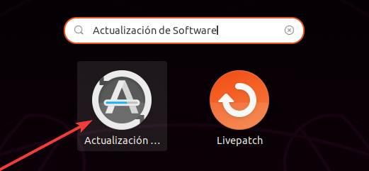 Abrir actualizador de software de Ubuntu