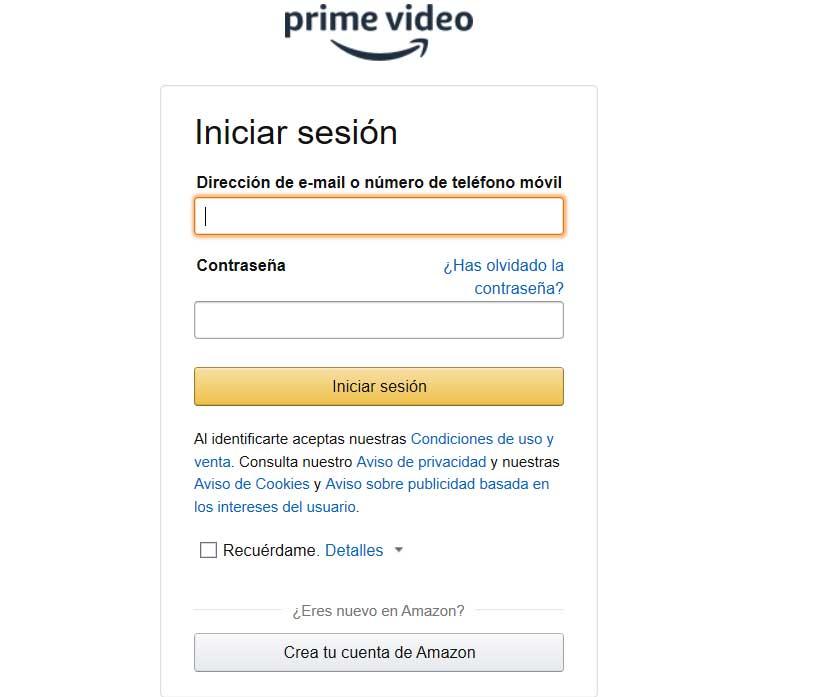 Autenticar Amazon Prime