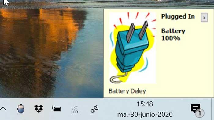 BatteryDeley notificación portátil desenchufado