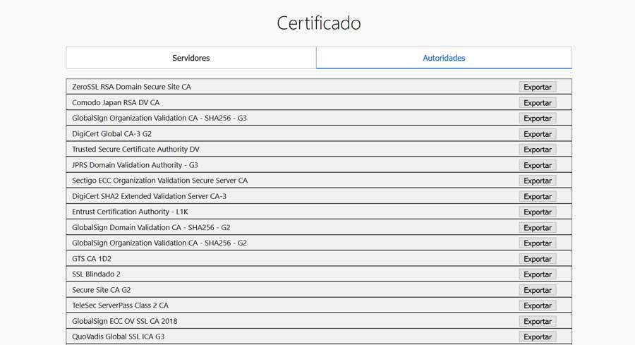 Certificados Firefox
