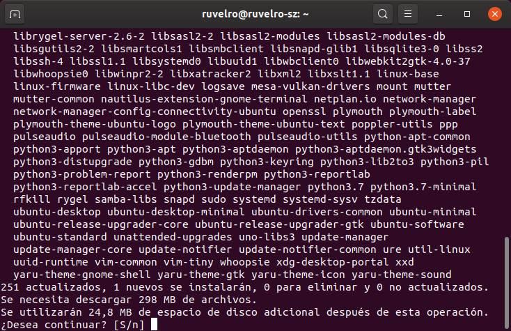 Confirmar bajar actualizaciones de Ubuntu