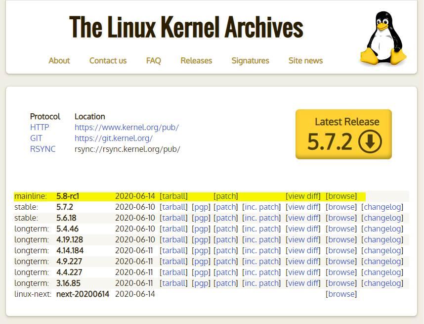 Descarga Kernel 5.8 RC1