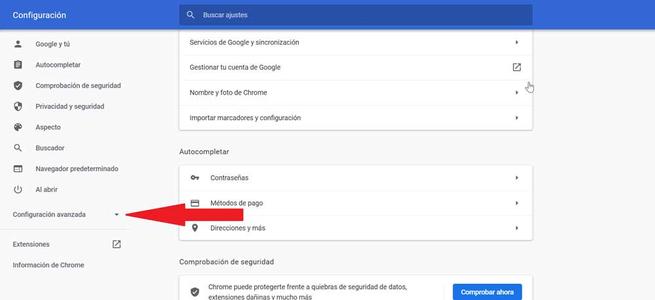 Google Chrome-konfigurering afanzada