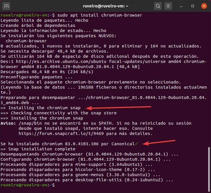 Instalar Chromium Snap Ubuntu 20.04