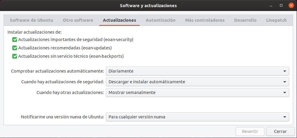 Opciones de logiciel de Ubuntu - 2
