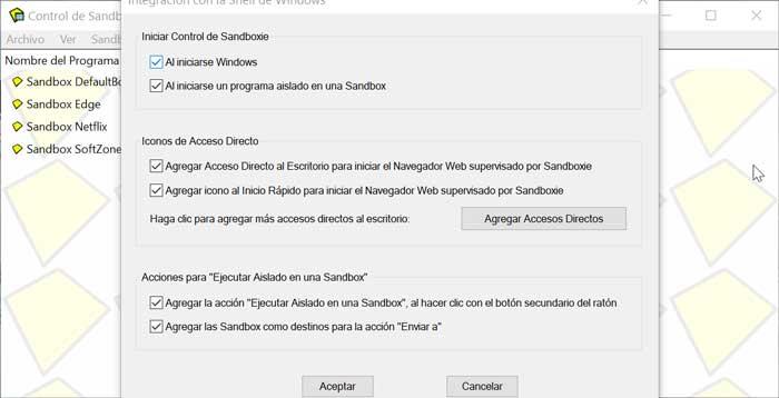 Sandboxie integración explorador de Windows