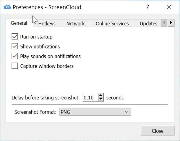 ScreenCloud preferencias general