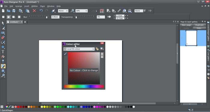 Xara Designer Pro X linea de couleur