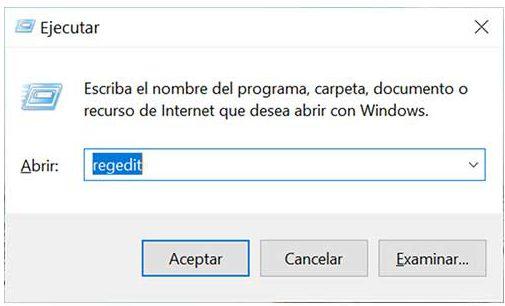 Windows ejecutar regedit