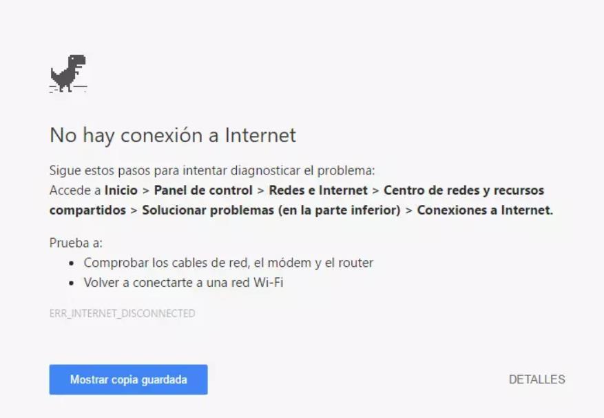 Chrome sin conexión Internet