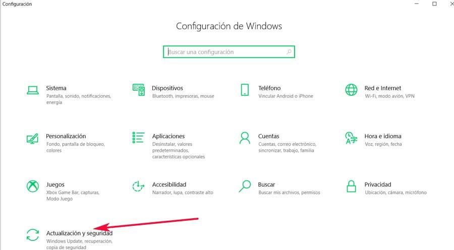 Configuración Windows seguridad