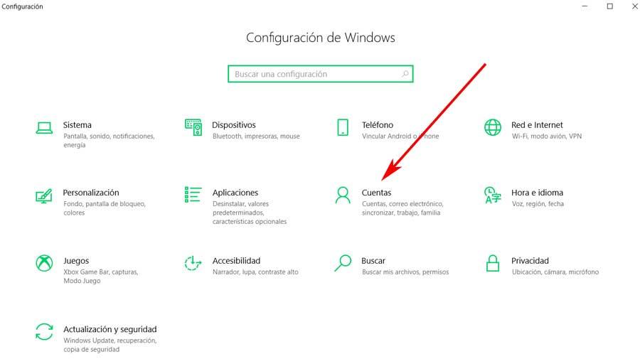 Configuración cuenta Windows