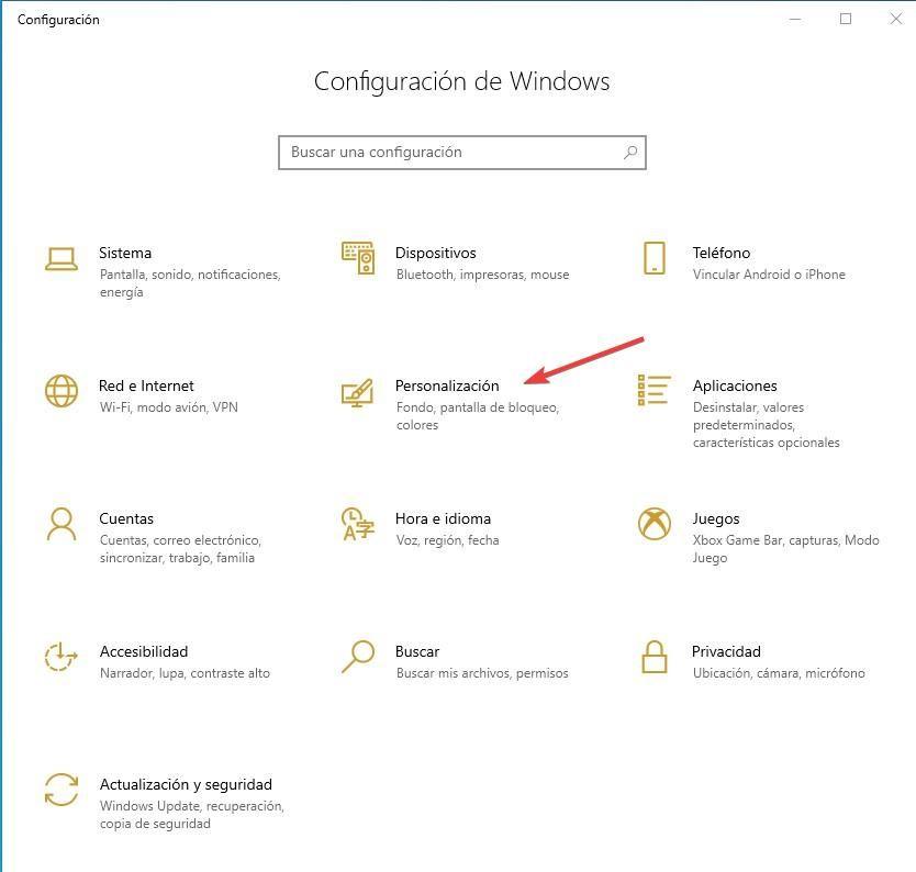 configuracion windows personalizacion