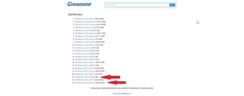 Descargar SamDrivers desde la página de Gigabase
