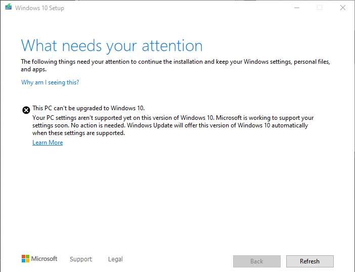 Windows error mensaje