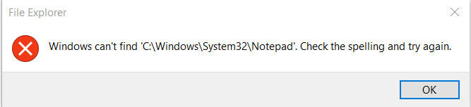 Error bloc notas Windows 10