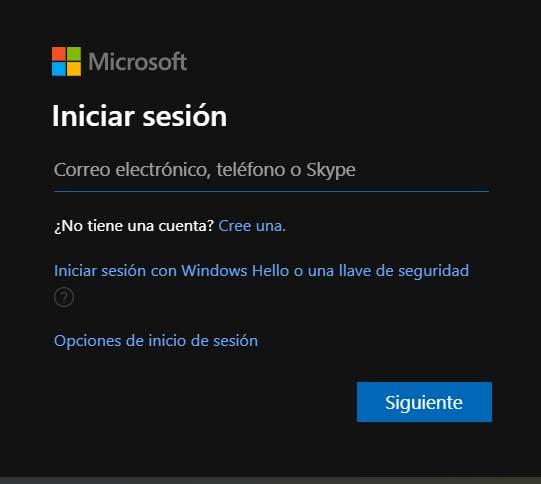 Iniciar sesión Microsoft