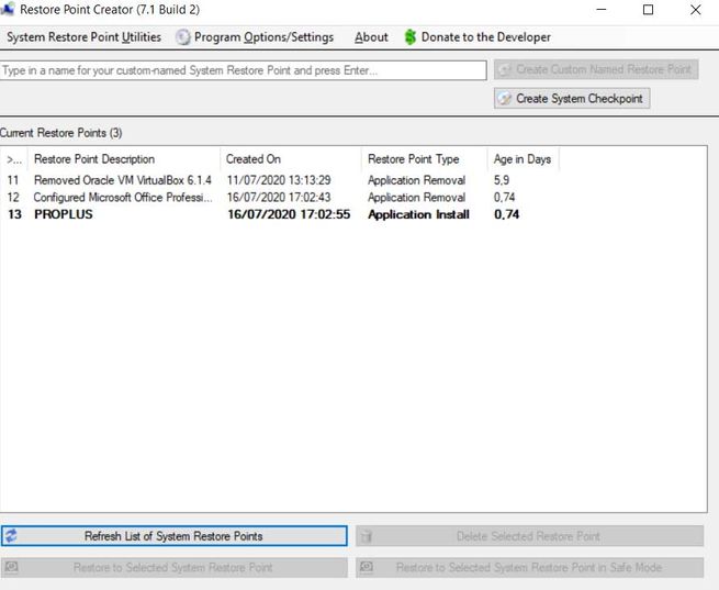 Restore Point Creator: Program to Create Restoration Points | ITIGIC