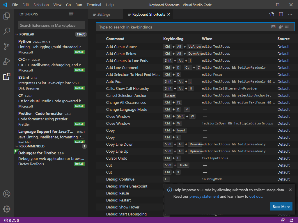 Interfaz Visual Studio Code