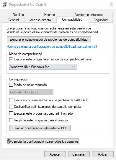 Modo compatibilidad programas Windows 10