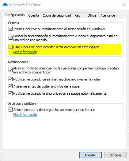 OneDrive acceso remoto a archivos