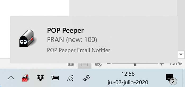 POP Peeper notificación email