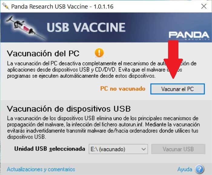 Panda USB Vaccine vacunar PC