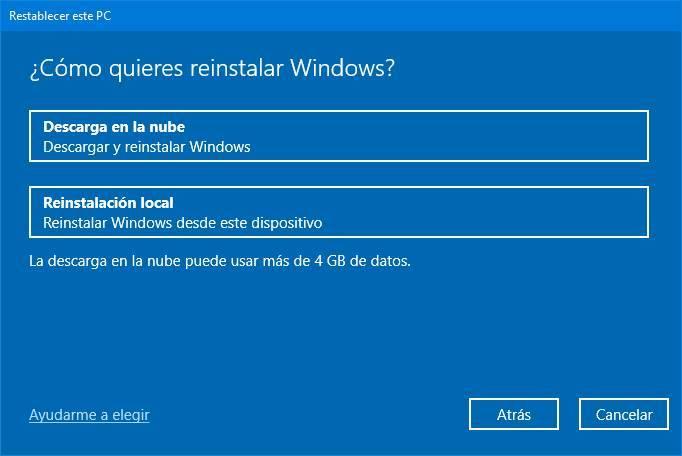 Restablecer y reinstalar Windows 10 - 2