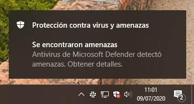 Ventana amenaza Windows Defender