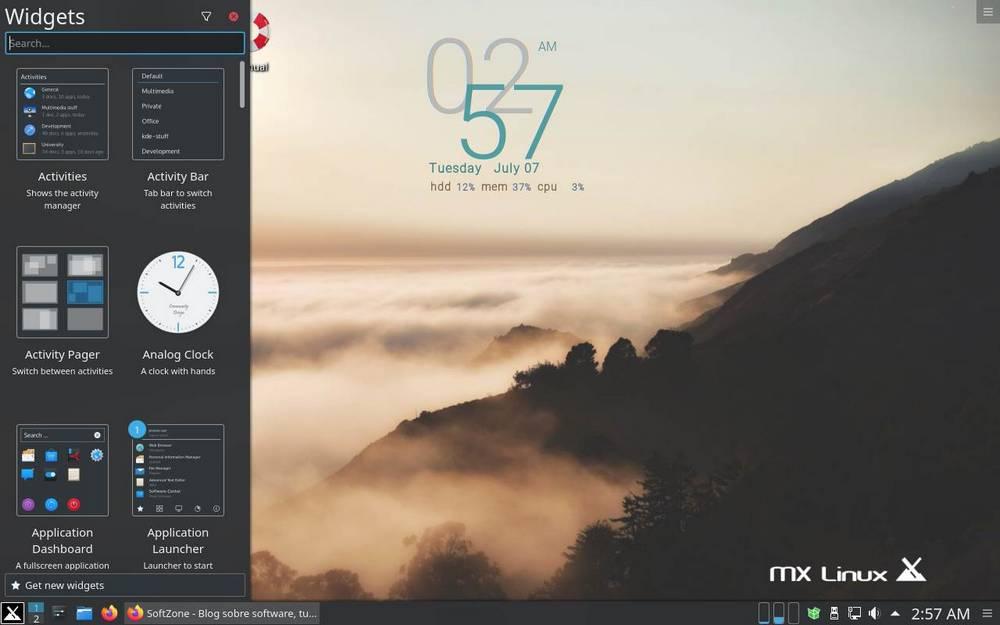 Widgets KDE Plasma MX Linux